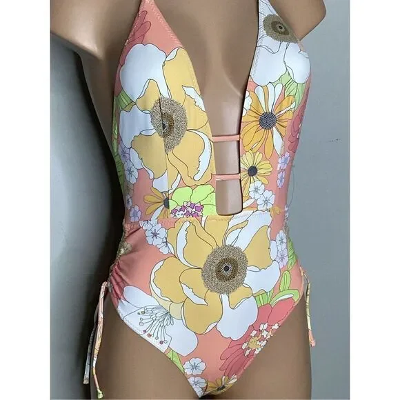 New. WET L.A. plunge floral swimsuit. Medium. Retails $178
